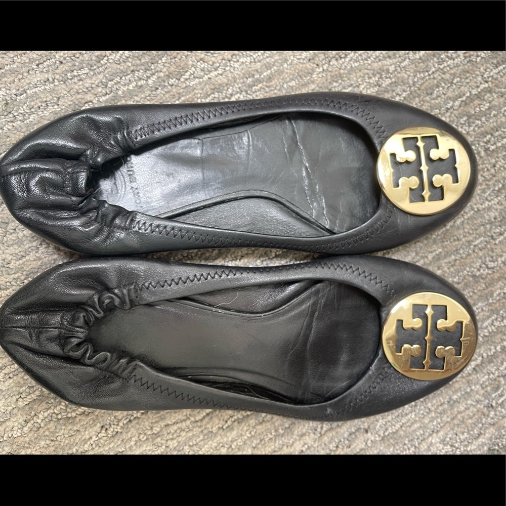 Tory Burch Flats Black with Gold Hardwear- size 9